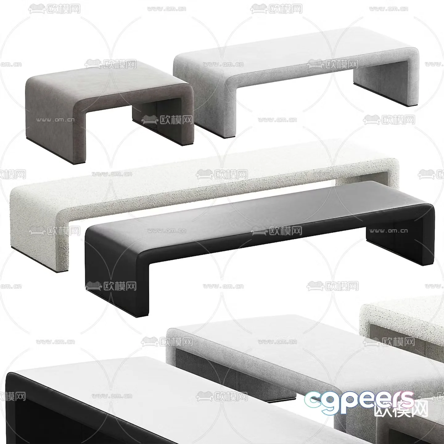 Tacchini bed end stool footrest 3d model