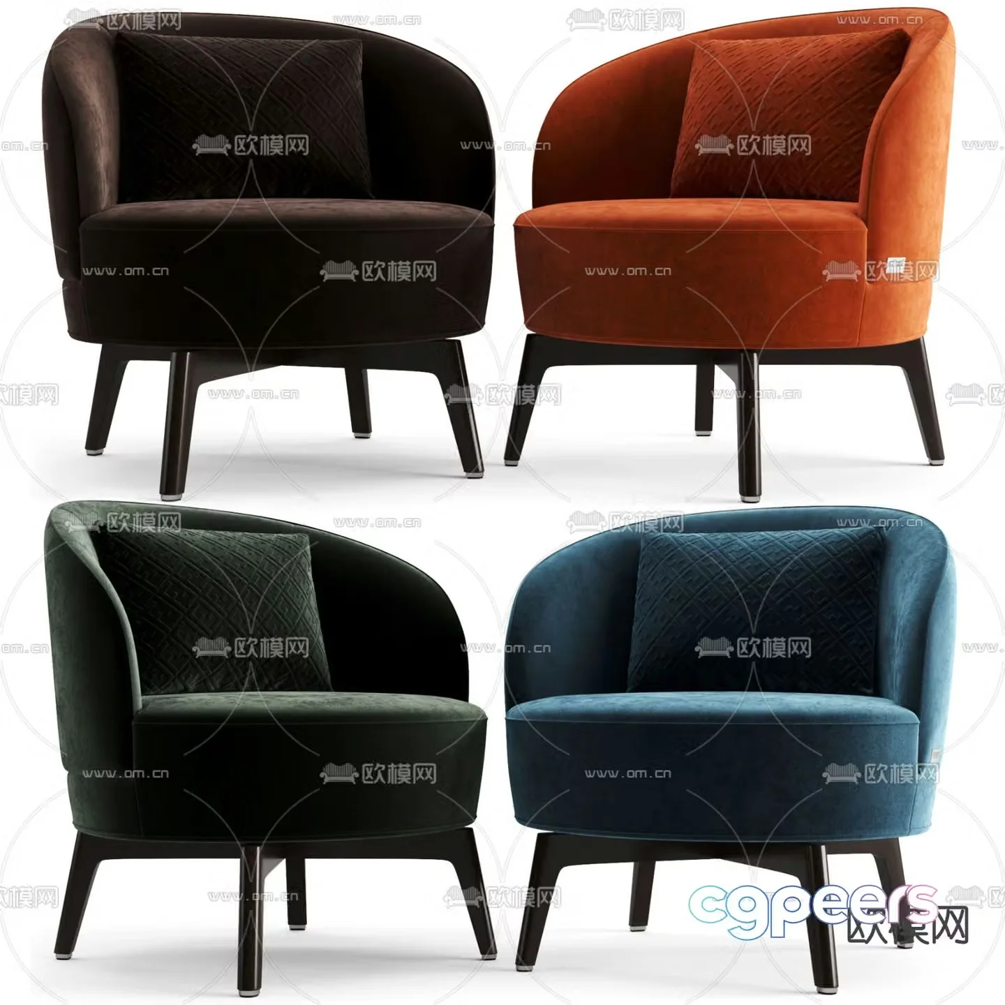 Fendi modern dark lounge chair 3d model