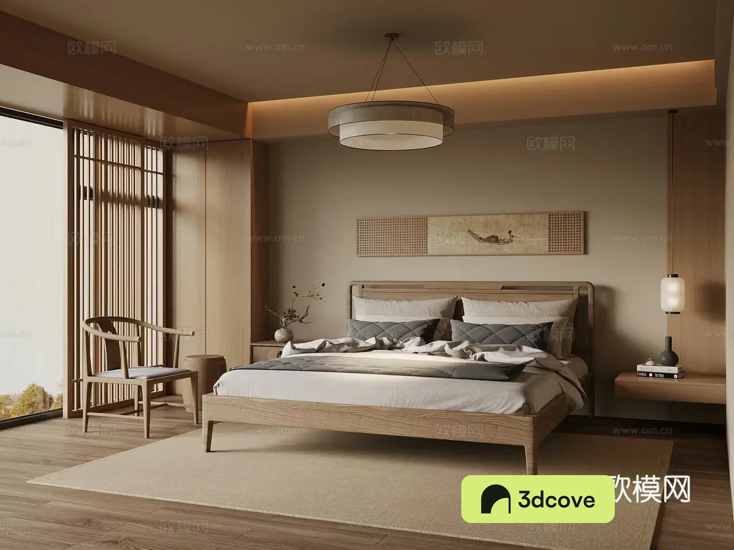 New Chinese style bedroom double bed
