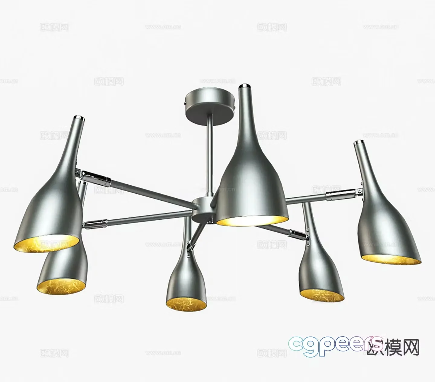 Modern multi-head chandelier 3d model