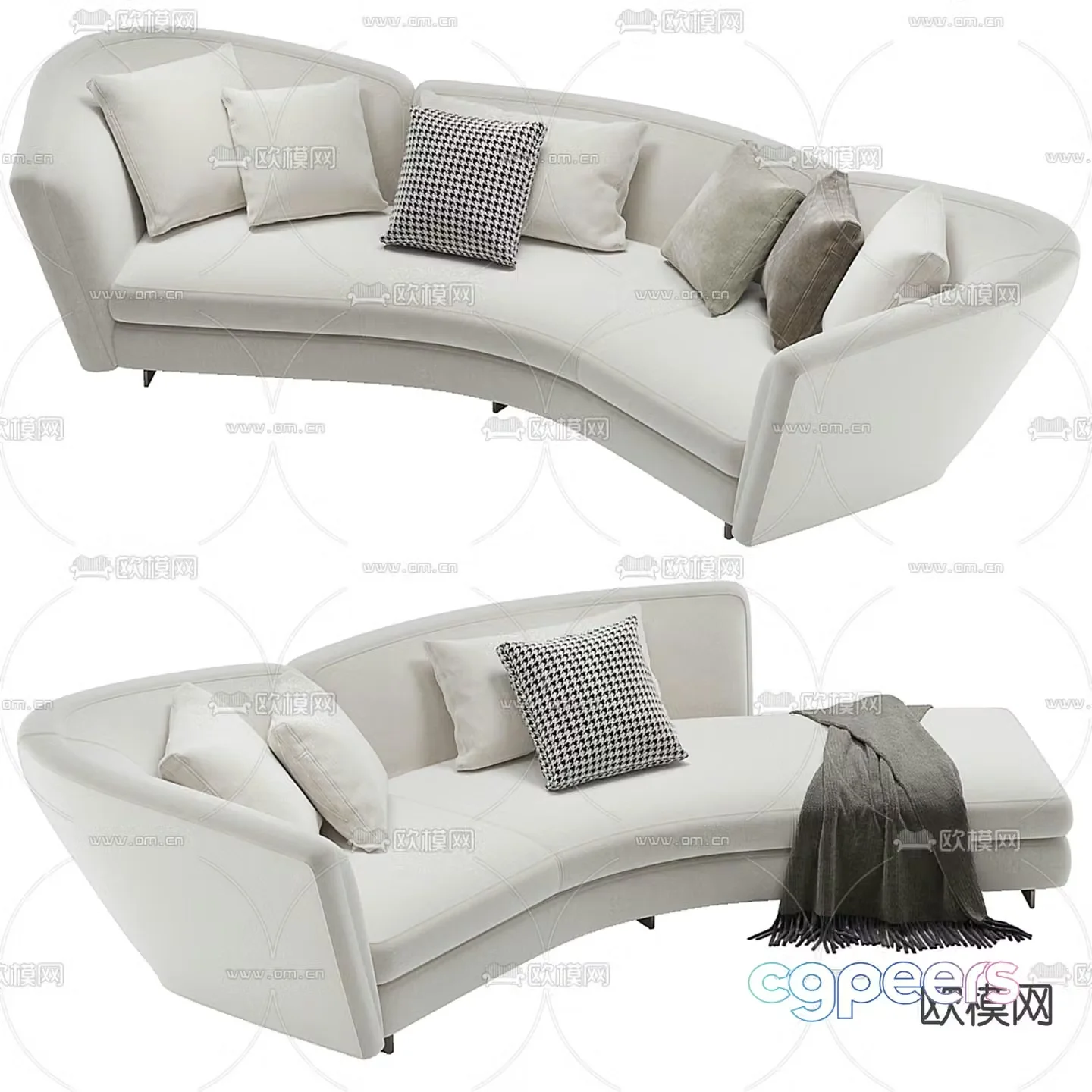 Minotti multi-person sofa fabric leisure sofa 3d model