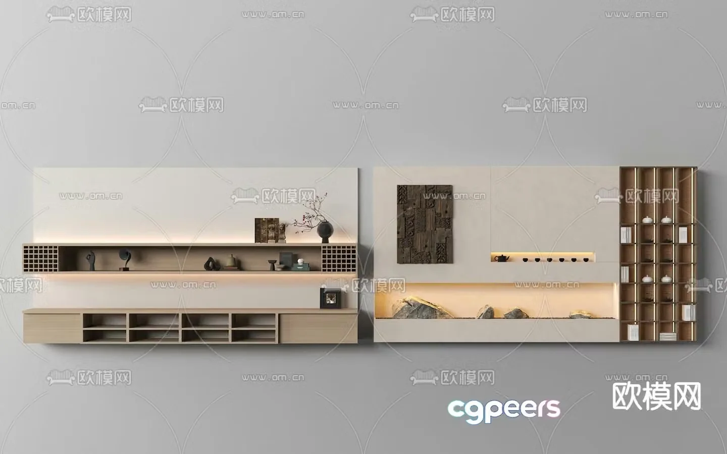 Tea room background wall image wall 3d model