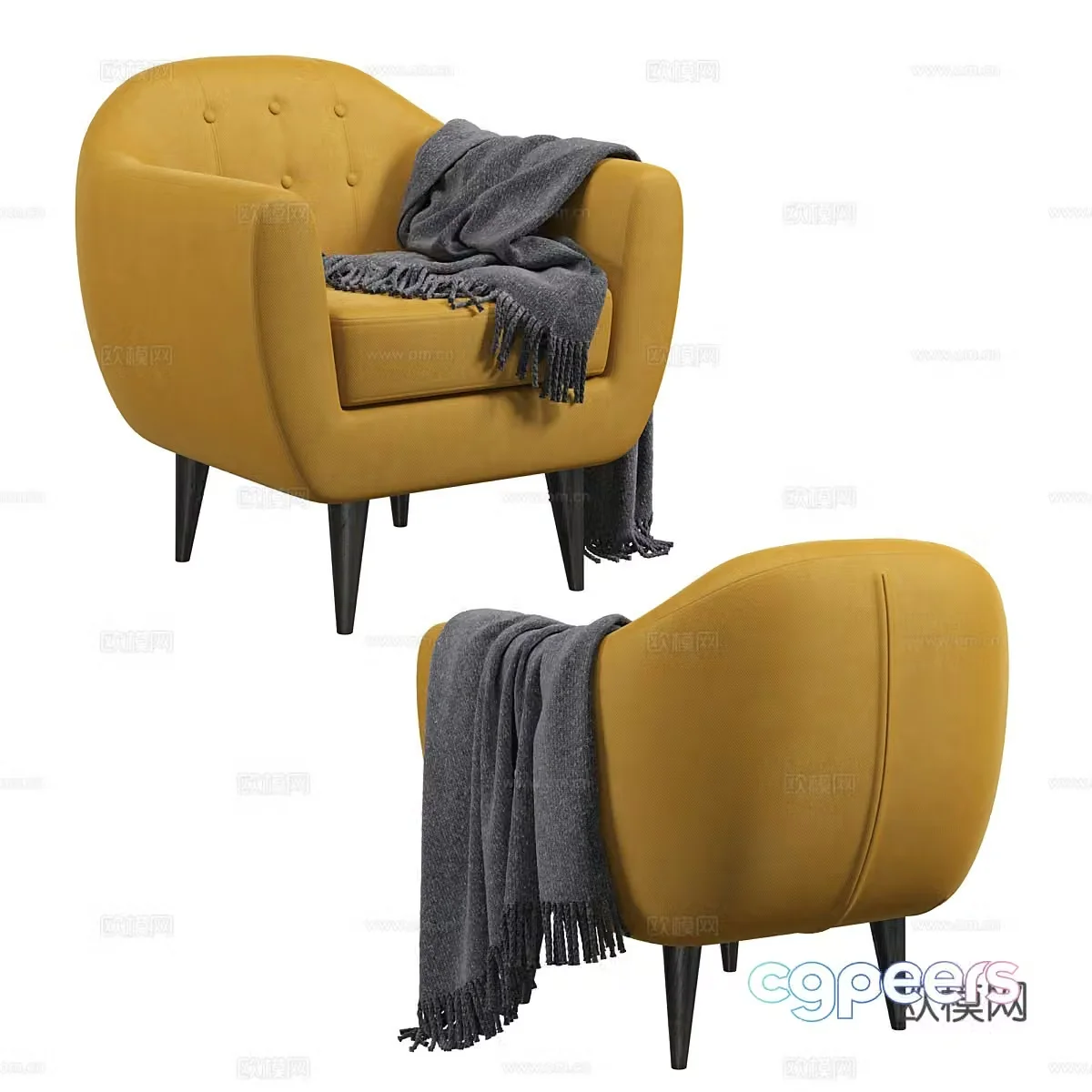 American simple fabric armchair 3d model