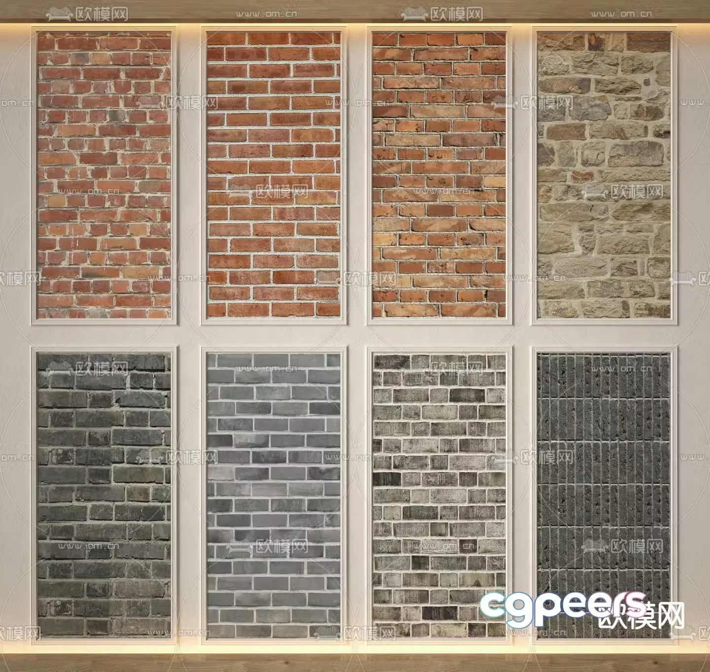Red brick wall fence cultural brick 3d model