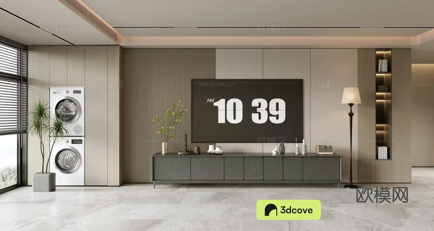 Modern simple living room light luxury TV background wall TV set full wall TV cabinet combination