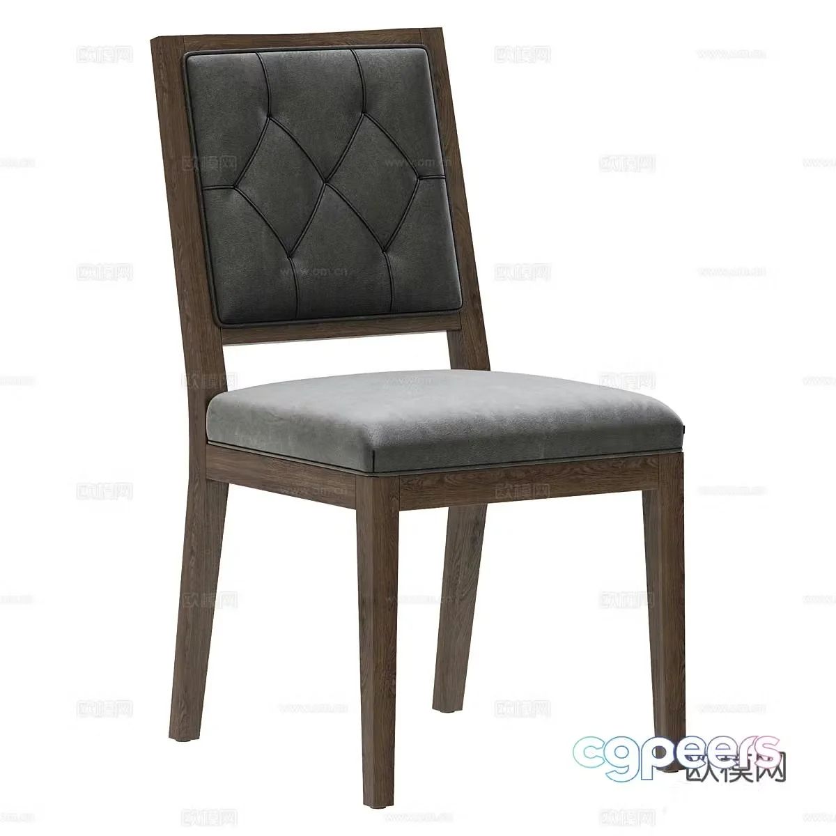 Medium-old single chair leather single chair leather dining chair leather dining chair wooden single chair solid wood single chair wood 3d model