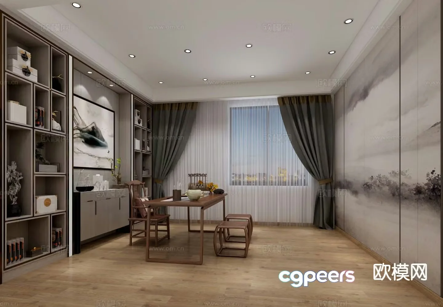 New Chinese style study 3D model