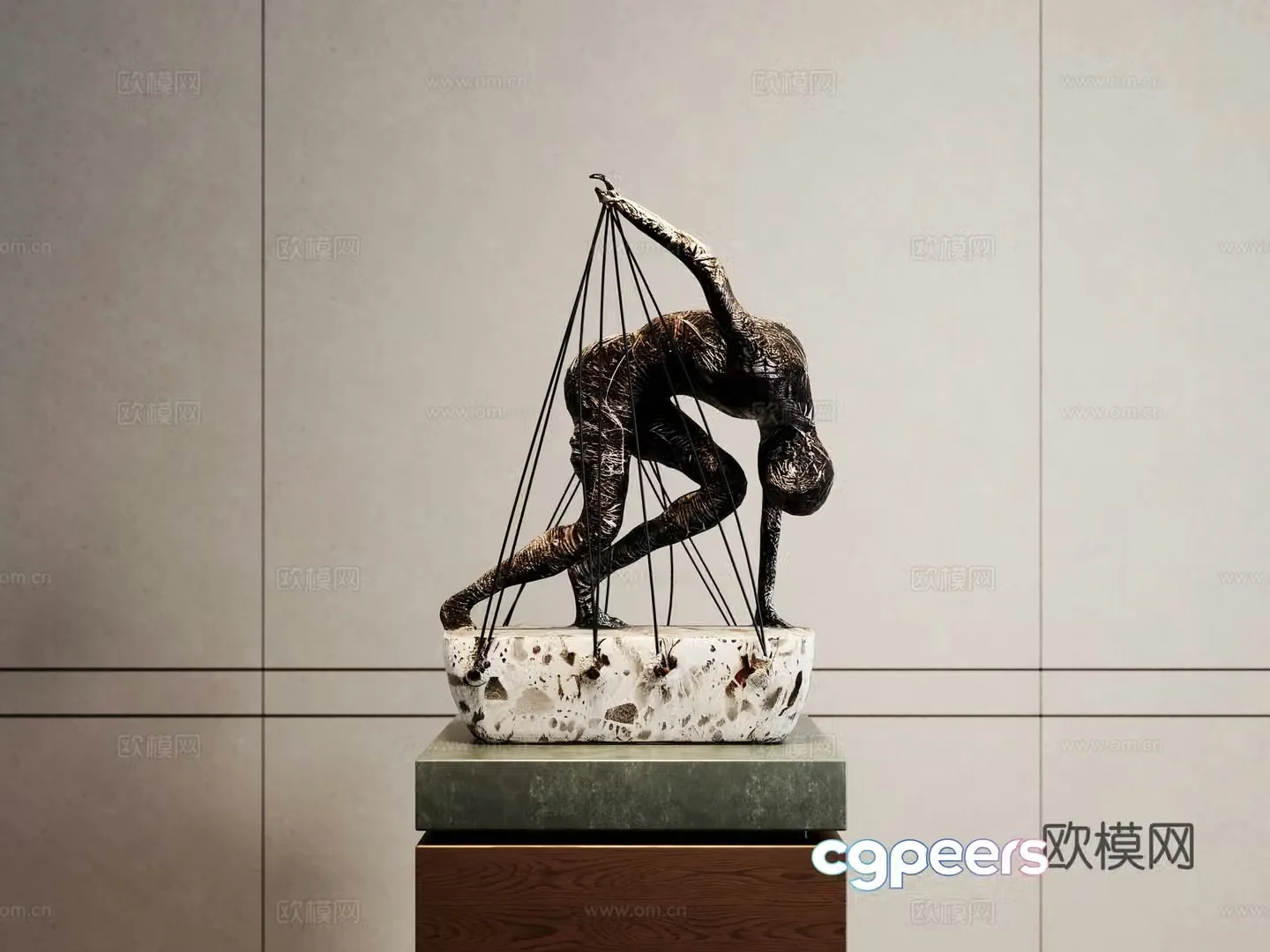 Modern iron sculpture ornament 3d model