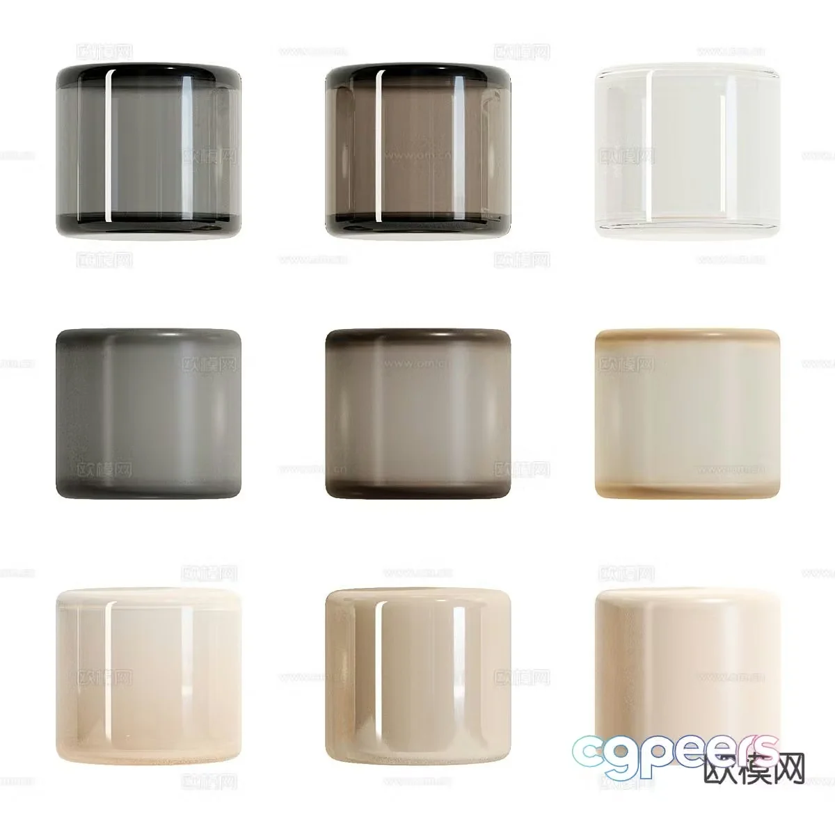 Acrylic stool round stool low stool 3d model