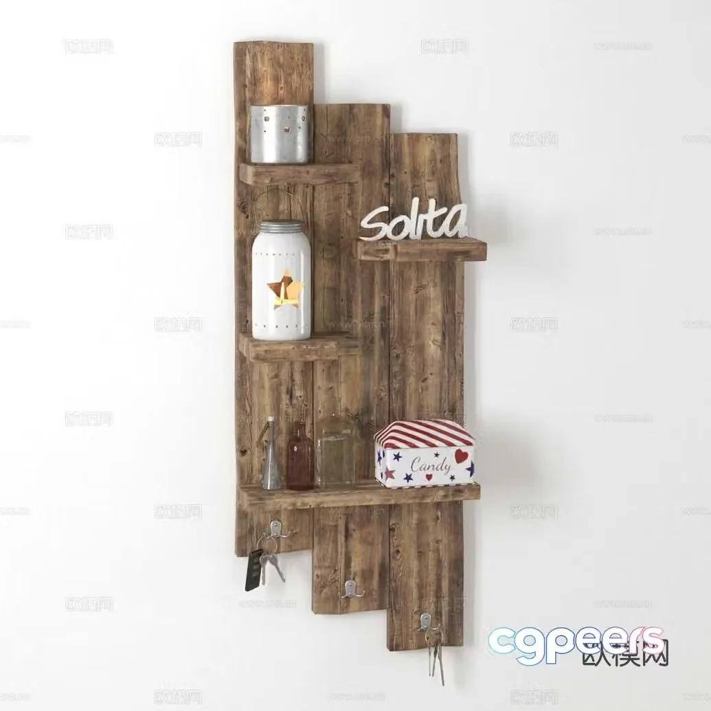 Modern decoration ornaments wooden cabinet wall hanging 3d model
