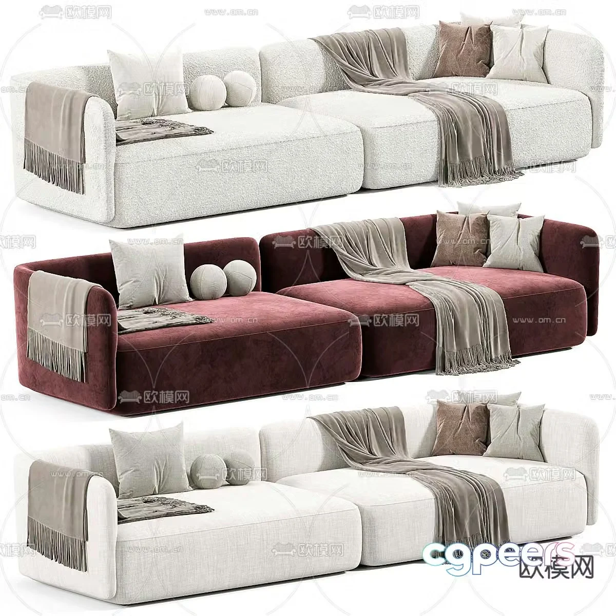 Cozy double sofa upholstered sofa 3d model