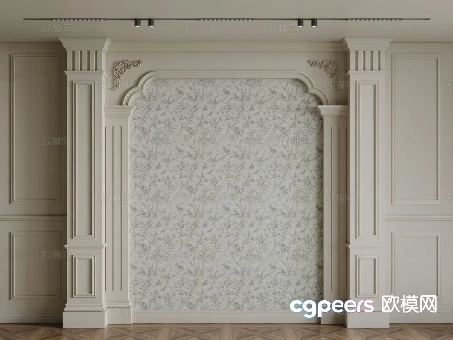 European style background wall 3d model