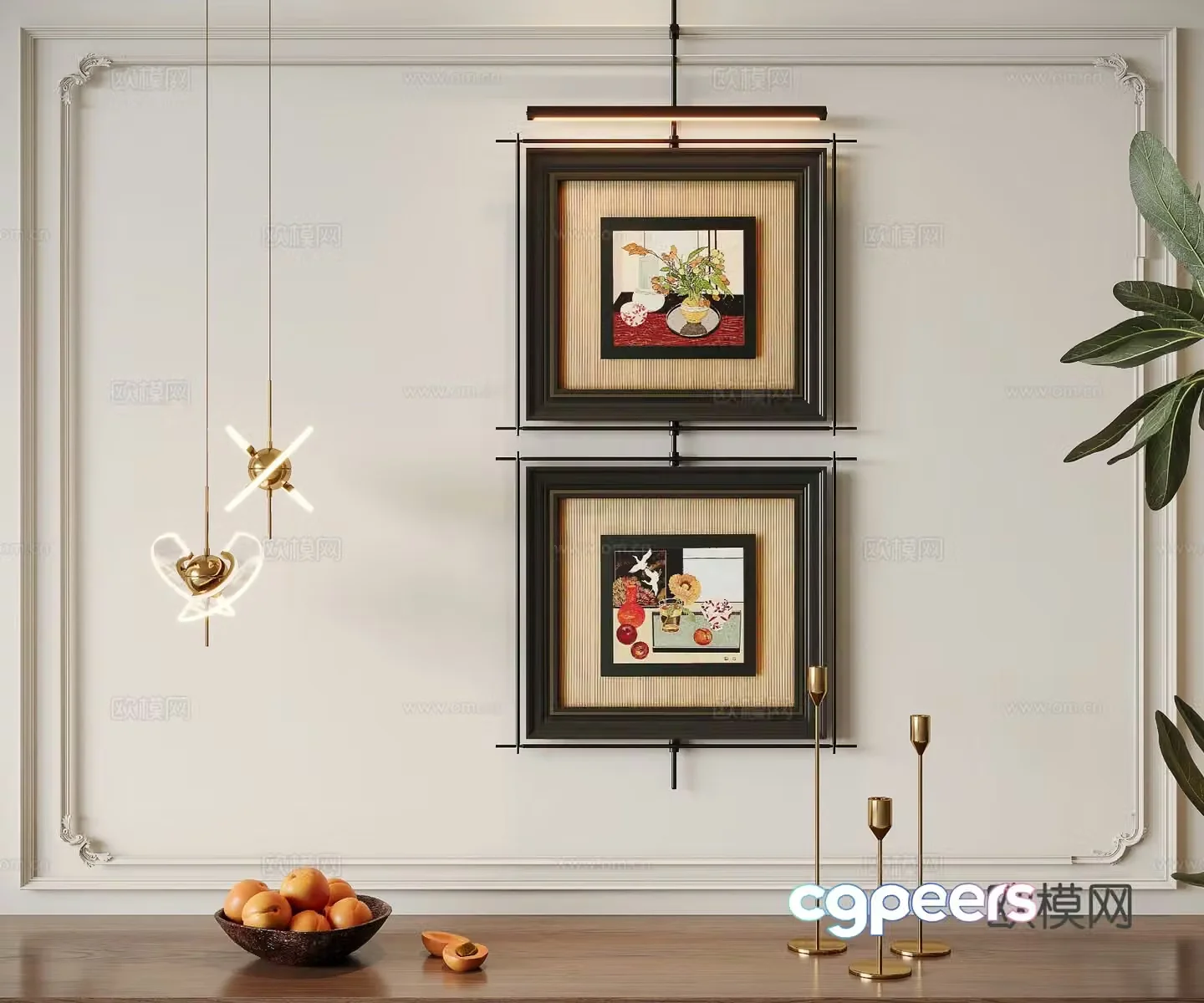 French retro decorative painting fruit hanging painting 3d model