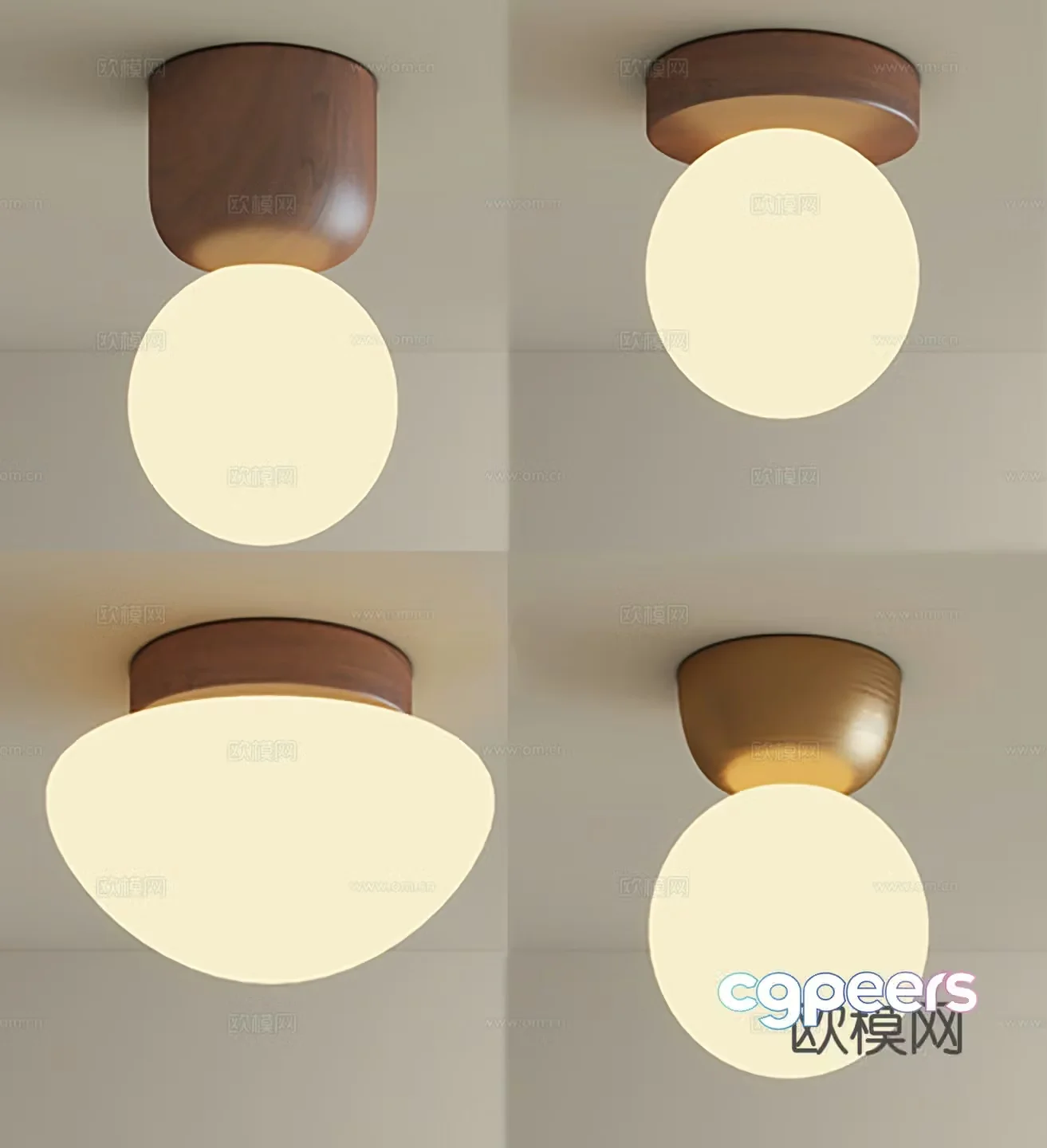 Medium style balcony lamp entrance hallway corridor cloakroom wasaki solid wood ceiling lamp 3D model