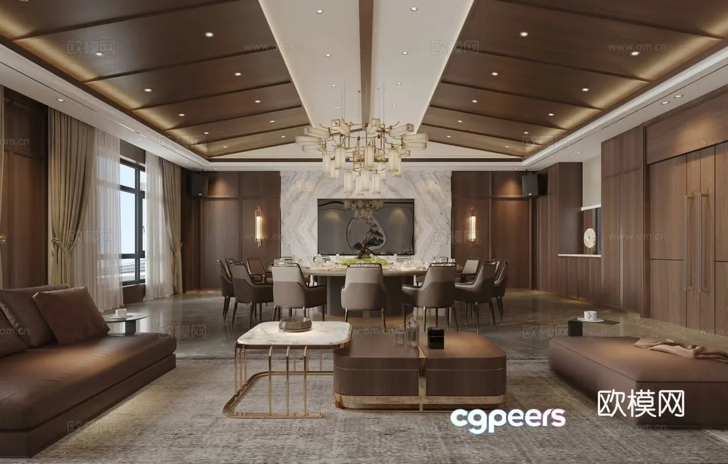 New Chinese style living room 3D model