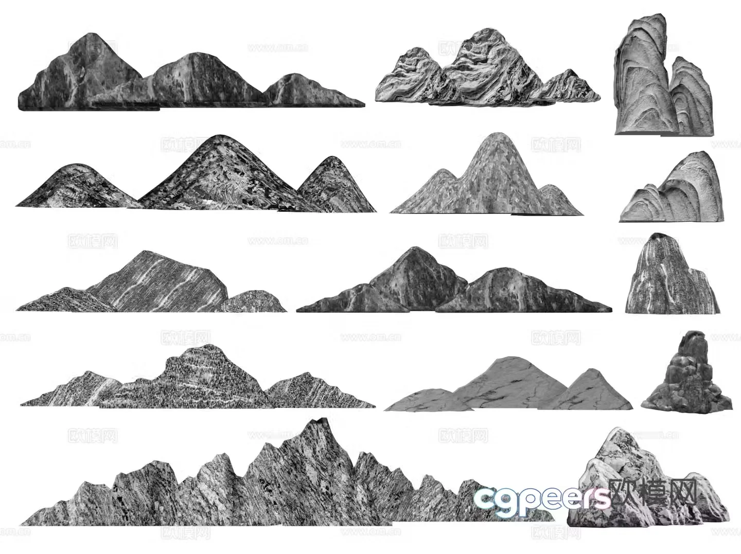 New Chinese-style snow wave stone rockery rockery landscape stone Taishan stone stone scene scenery stone schist rock stone 3D model