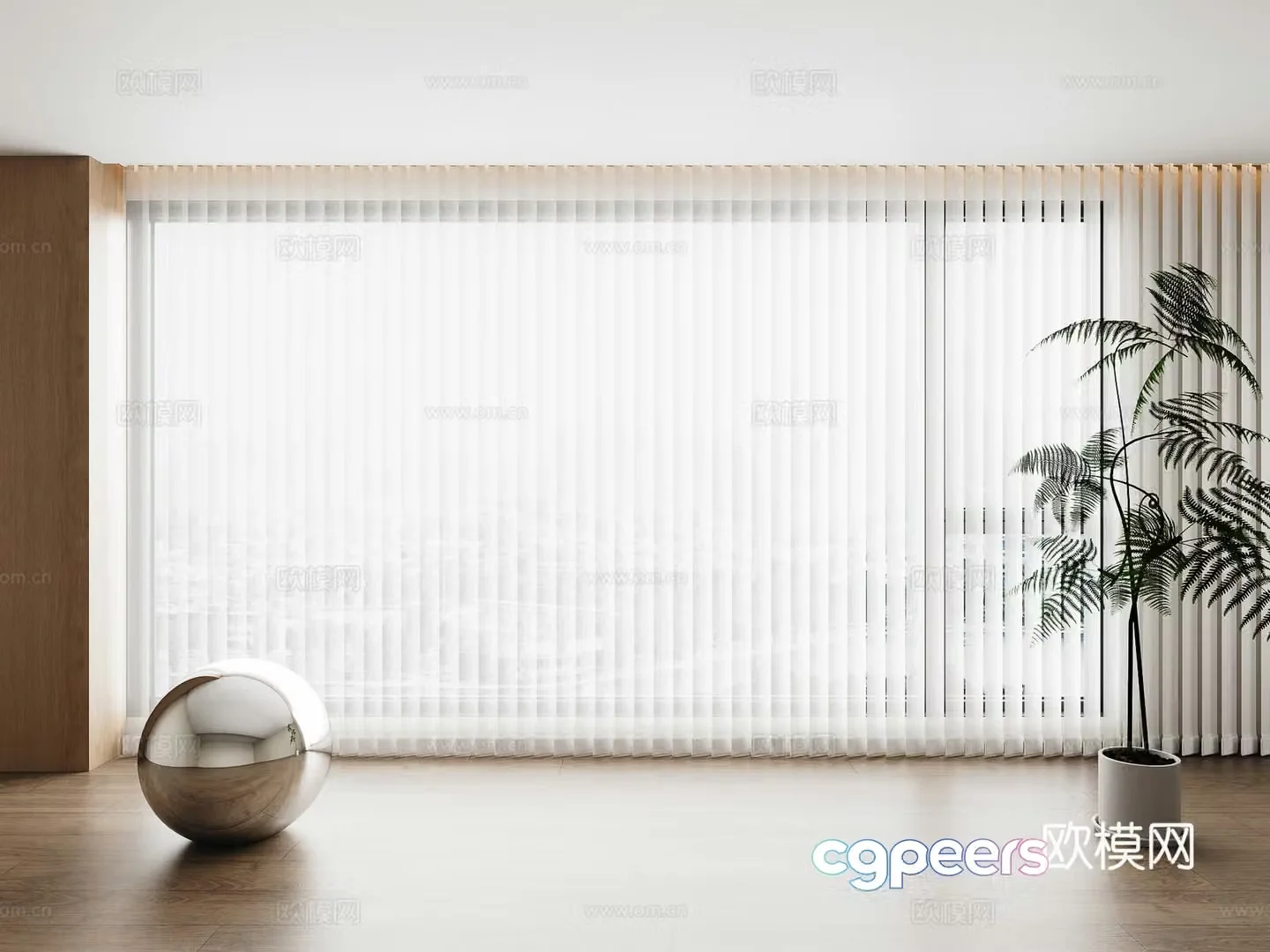 Modern vertical curtain vertical blind dream curtain green plant potted 3D model