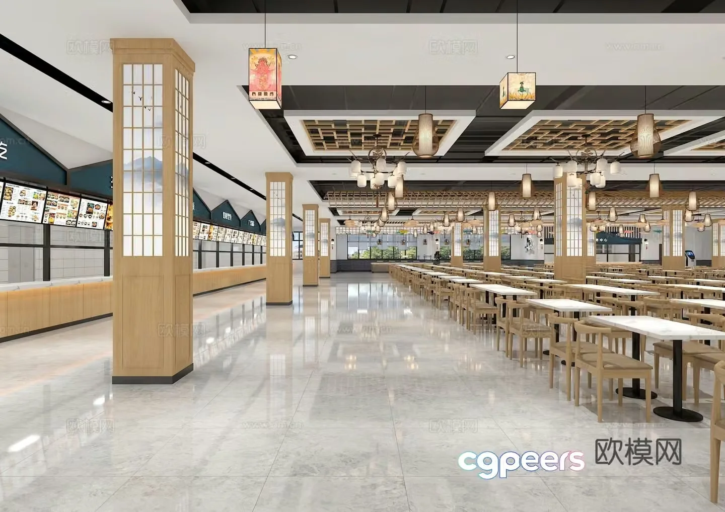 Modern school canteen university canteen staff canteen 3d model
