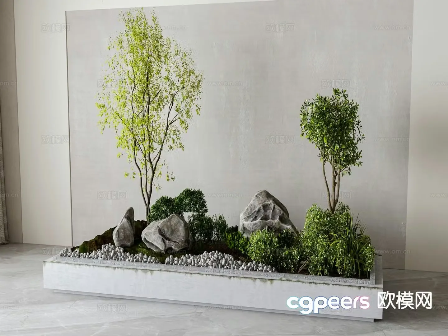 Modern flower bed rockery sketch 3d model
