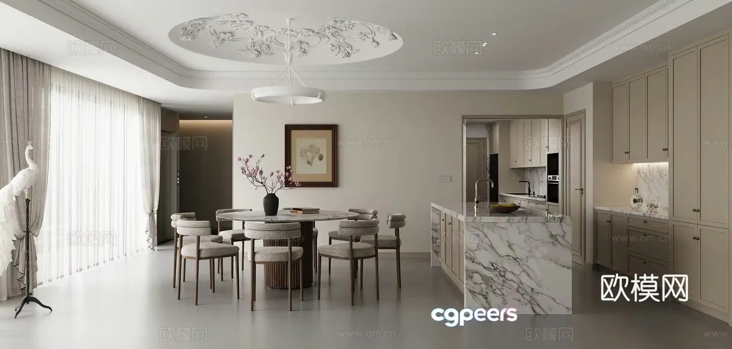 Modern French Restaurant 3D Model