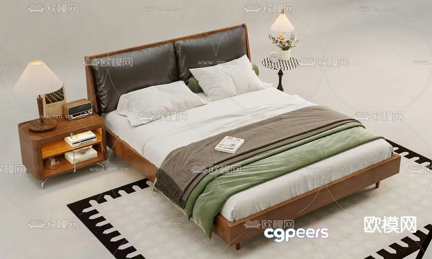 Medieval style double bed 3d model