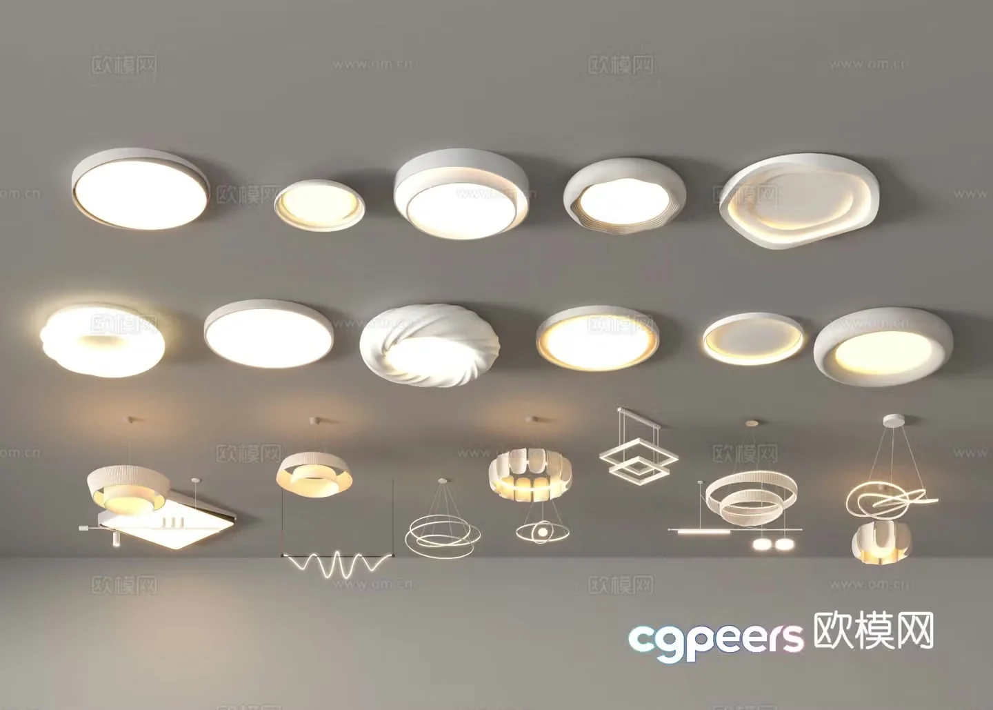 Cream style ceiling lamp living room main lamp 3d model