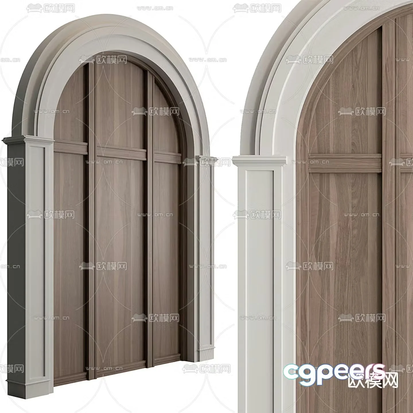 Simple European Arch Door Cover Pass 3D Model