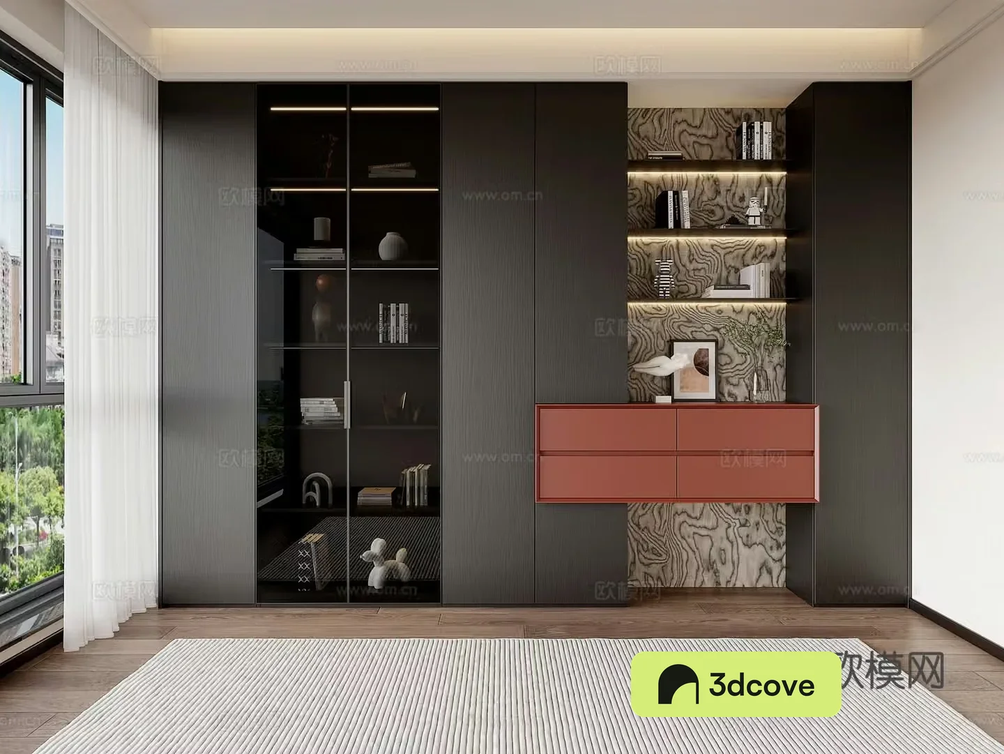 Modern Italian bookcase Study bookcase Combination Living room bookcase Decorative cabinet Entrance cabinet