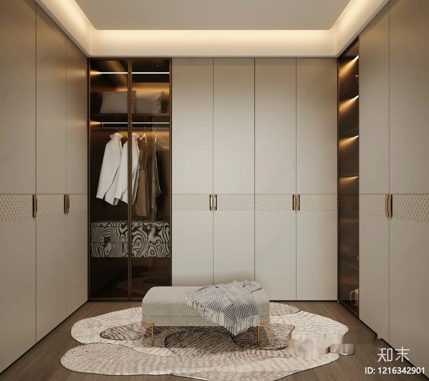 Modern Walk-In Closet 3D Model – 18095 – VRAY Render