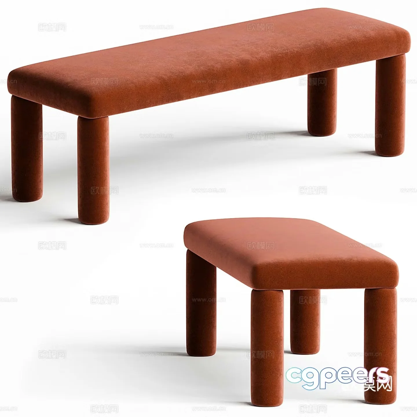 Modern footrest bedside stool 3d model