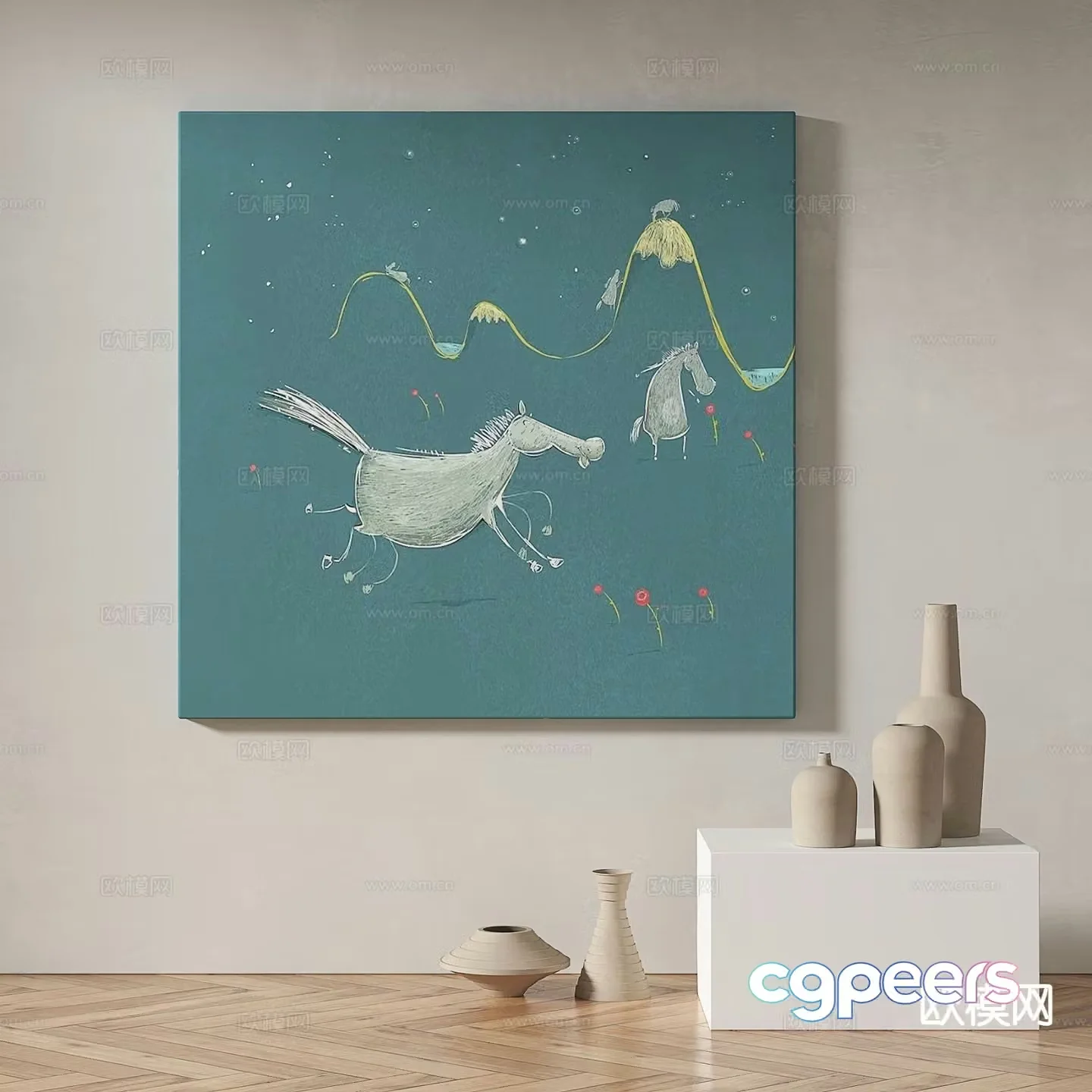 Modern art painting decorative painting 3d model
