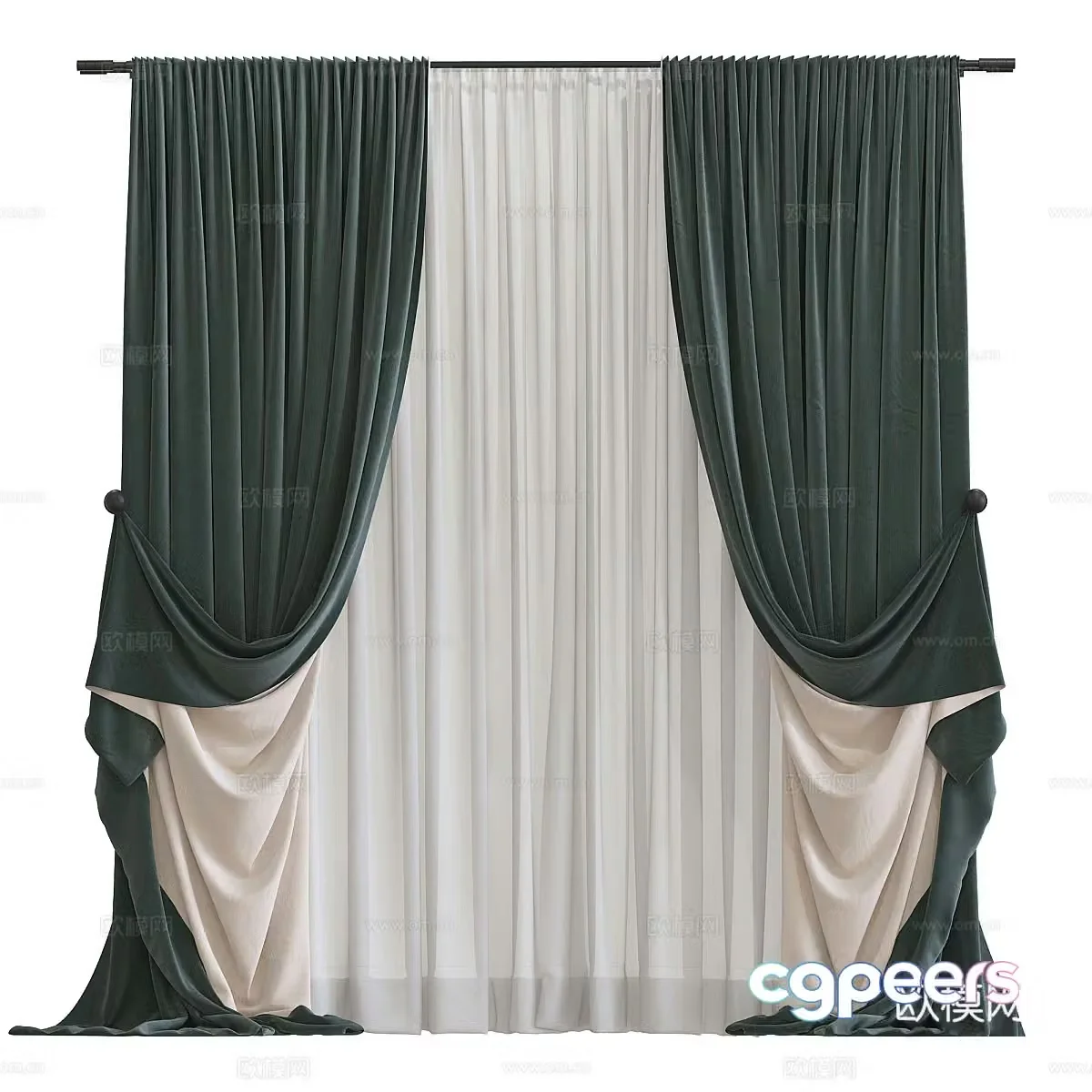 New Chinese style fabric curtain 3D model