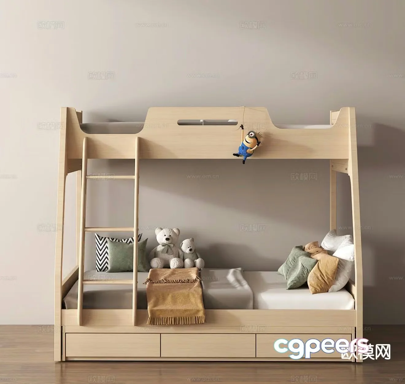 Nordic bunk bed children’s bed bunk bed 3d model