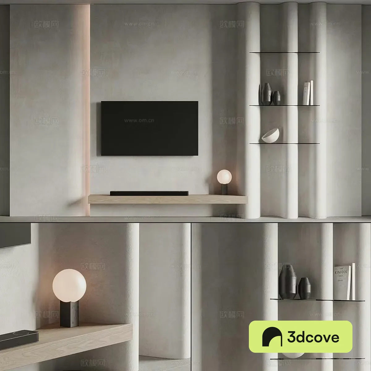 Modern Wasabi TV background wall 3d model