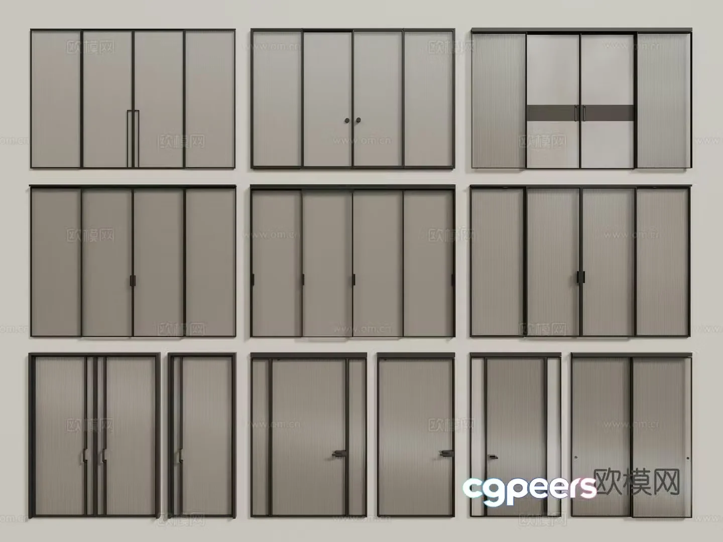 Modern glass sliding door Changhong glass door Glass sliding door 3D model