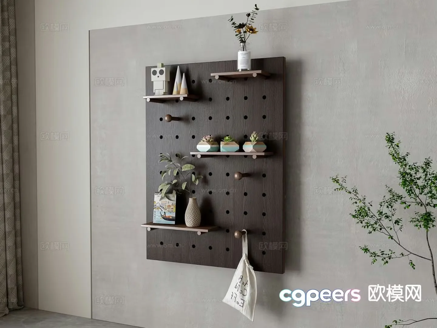 American perforated board hanging decoration wall hanging wall rack 3d model