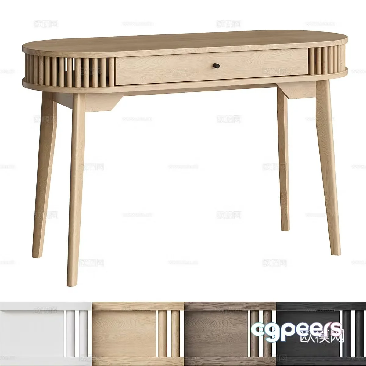 New Chinese Ronald solid wood desk 3D model