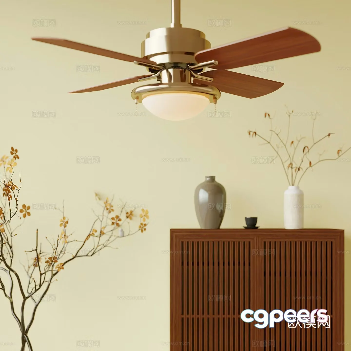 Fan lights medieval fan lights chandelier 3d model