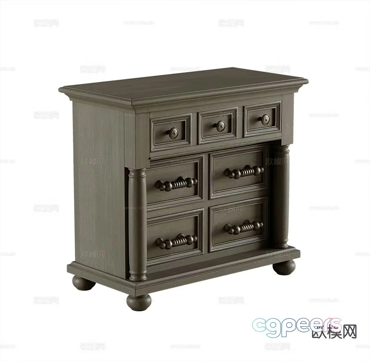 American bedside table 3d model
