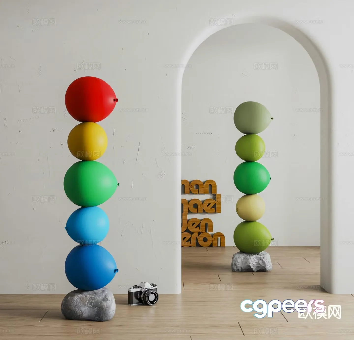 Modern colorful balloon sculpture art ornament 3d model
