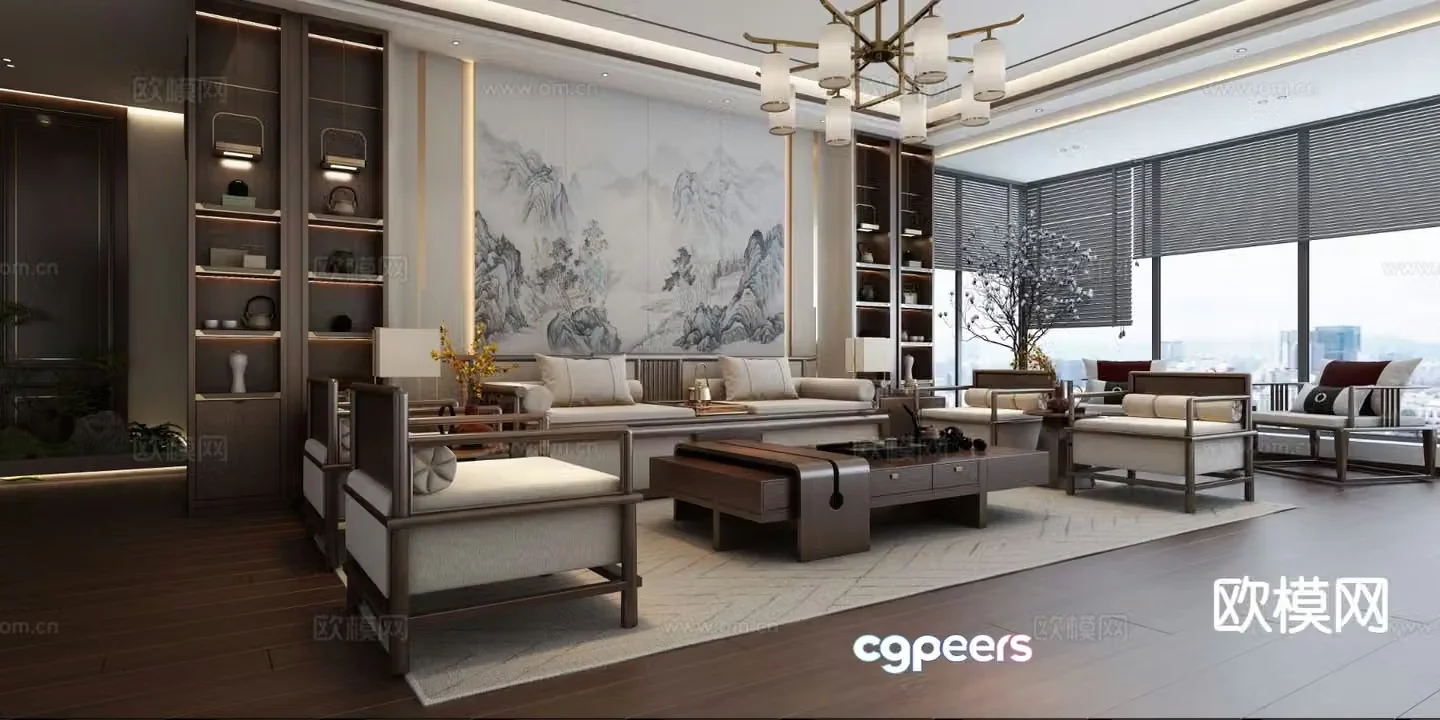 New Chinese style living room 3d model