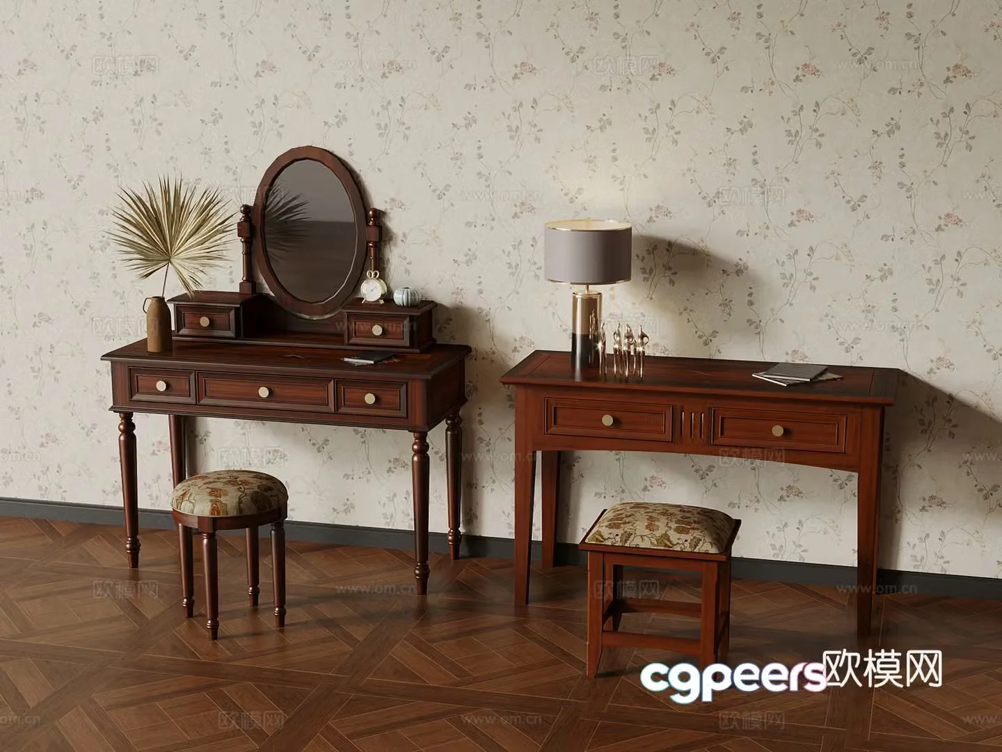 010 American light luxury dressing table 3D model