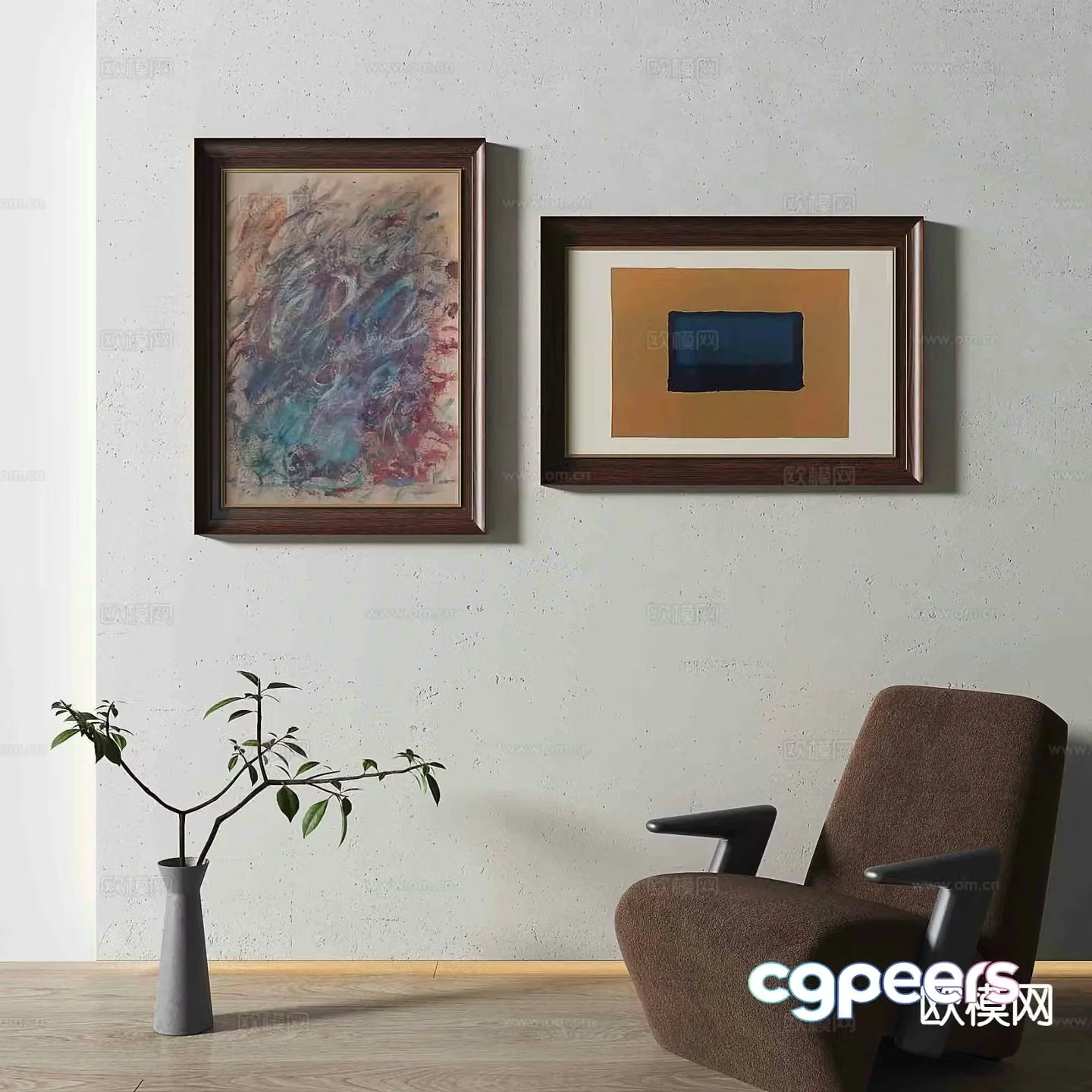 Simple European decorative painting texture painting hanging painting 3D model