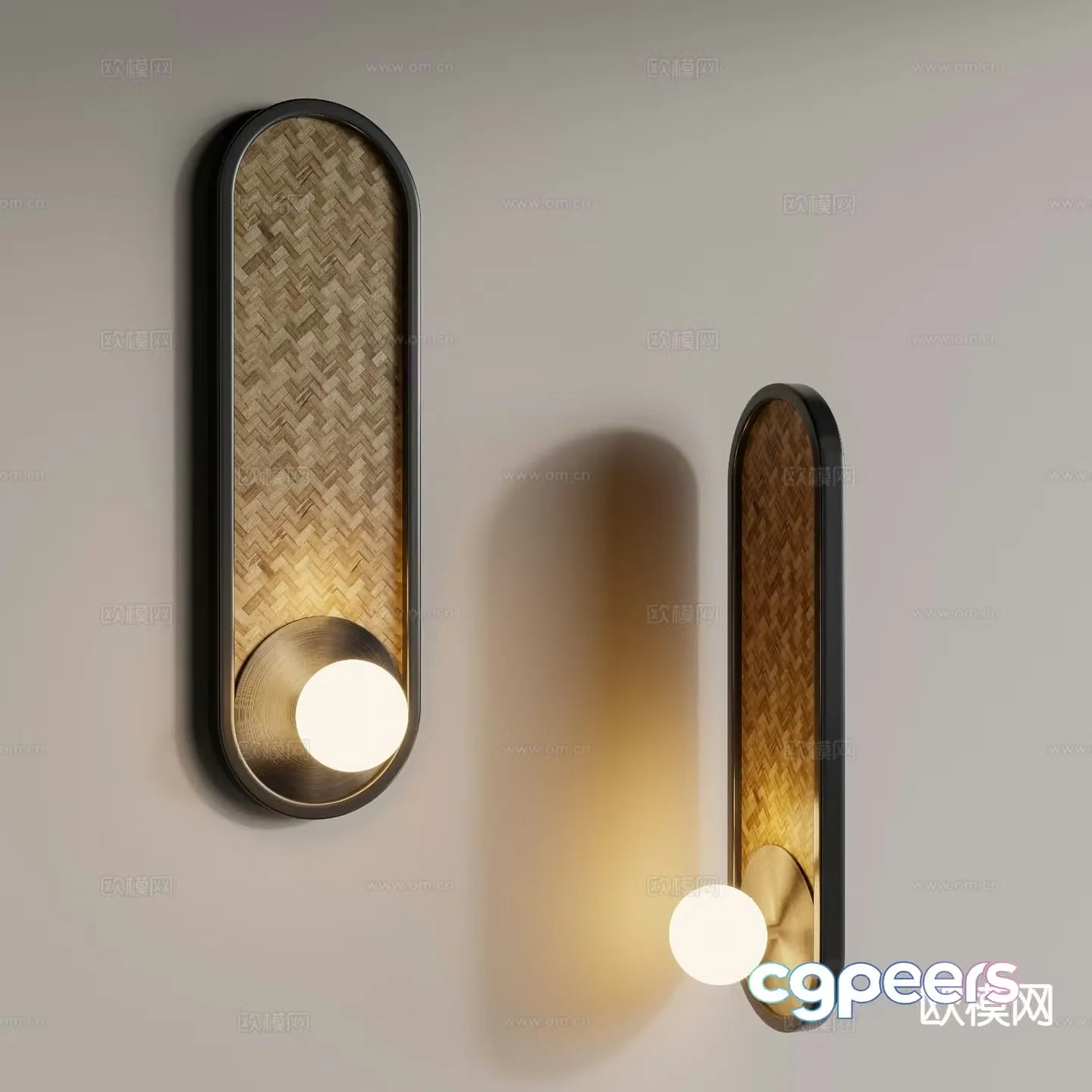 Medieval style rattan wall lamp 3D model