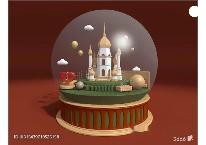 A Castle In A Glass Dome 3D Model – 6825 – VRAY Render