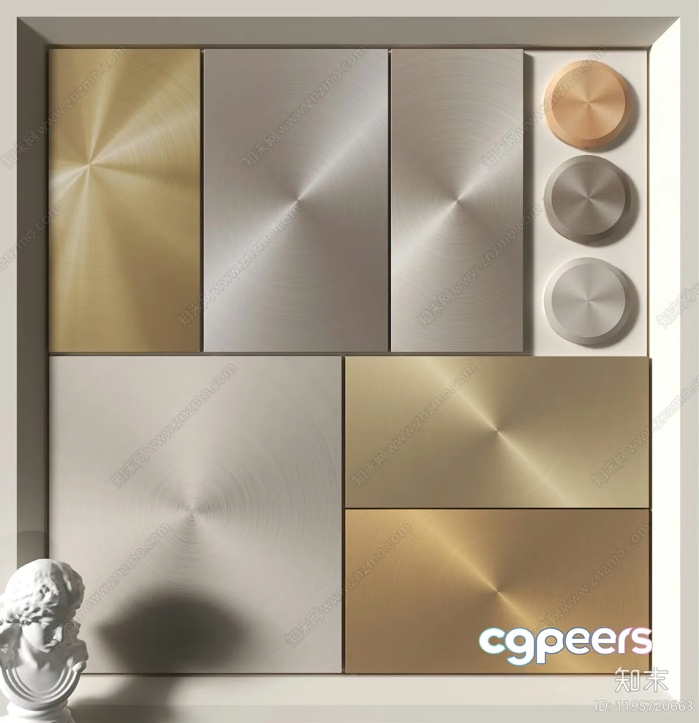 Modern Metal Wall Art 3D Model – 10498 – VRAY Render