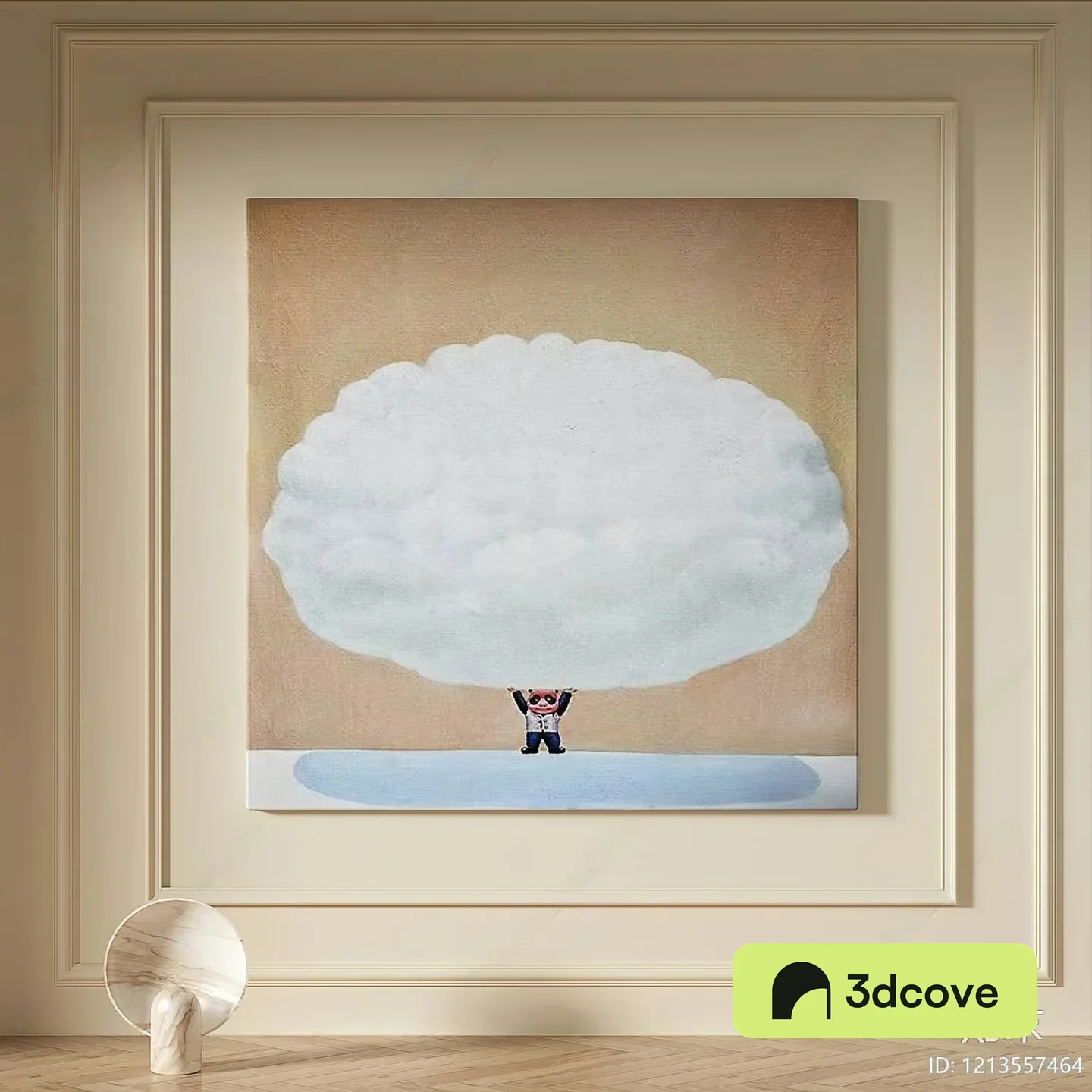 A Painting Of A Person Holding A Large Cloud