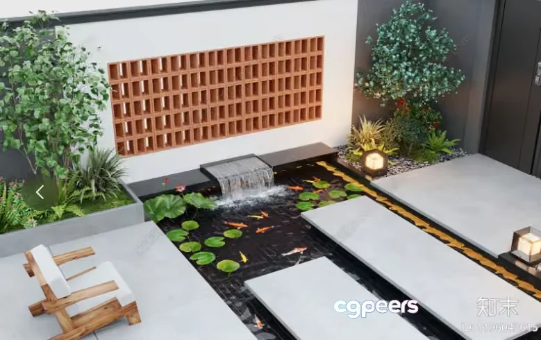 Modern Zen Garden 3D Model – 9848 – VRAY Render