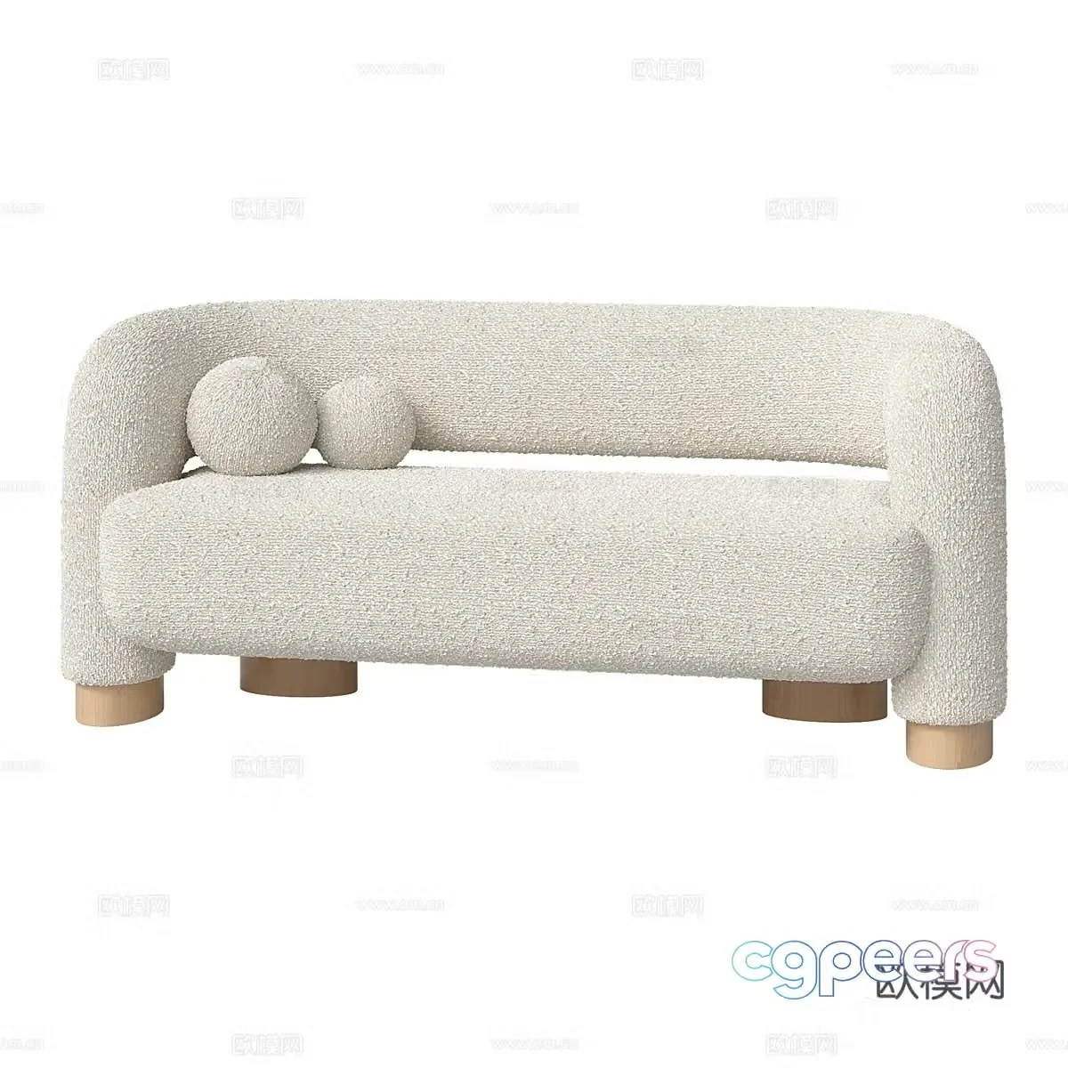 Nordic simple double sofa double sofa simple sofa living room sofa 3D model