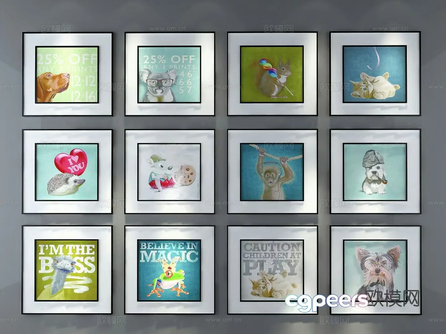 Nordic cartoon hanging painting decorative painting 3d model